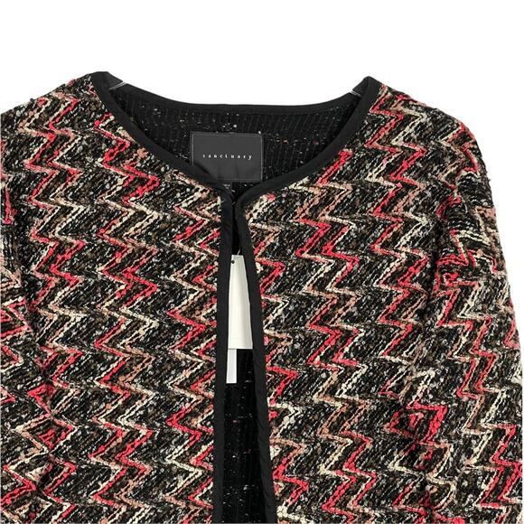 Sanctuary Kimono City Jacket Multi Black Boucle Chevron Print Size Small NEW - Picture 4 of 12